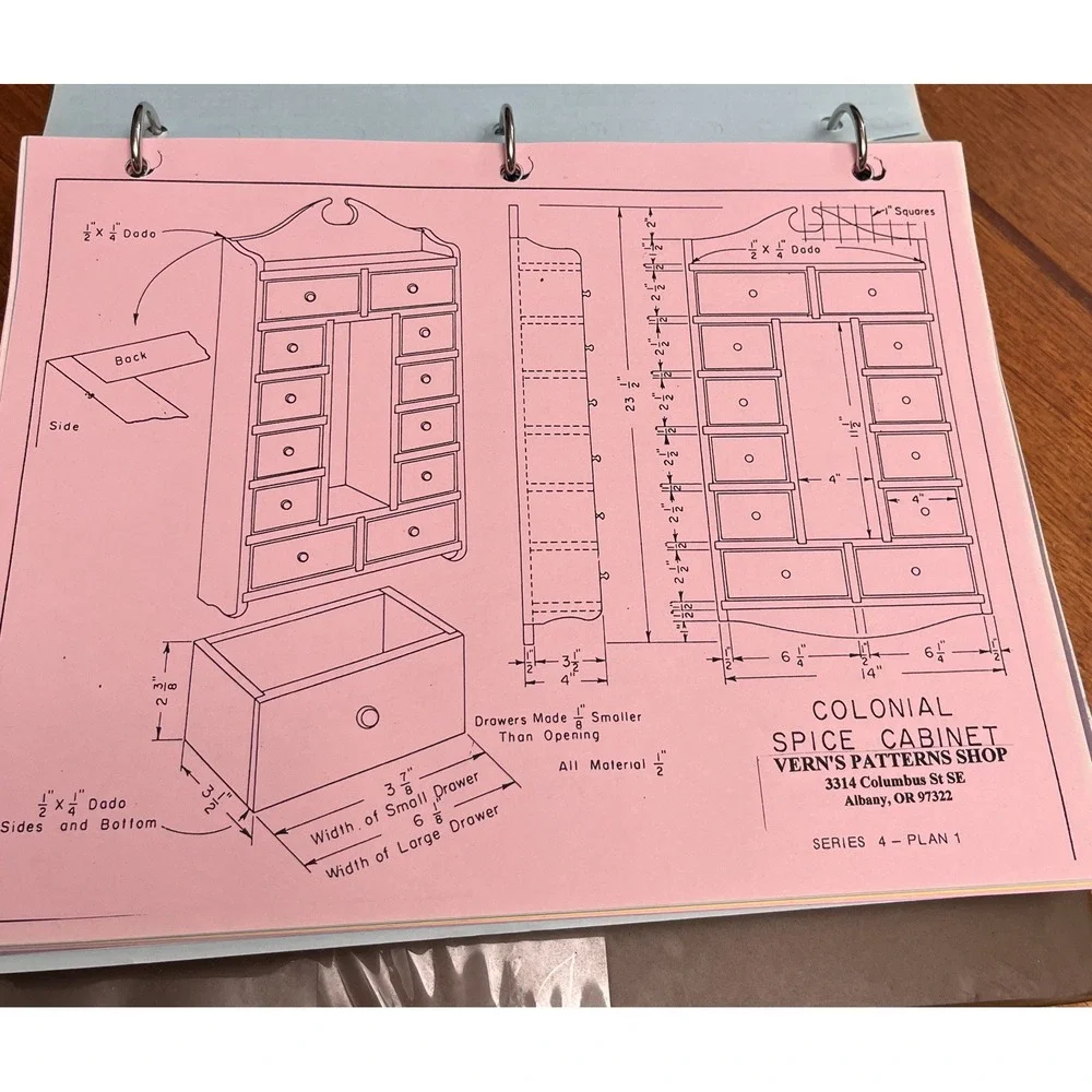 Huge Lot: 200 Vintage Woodworking Project Plans & Measured Drawings Binder